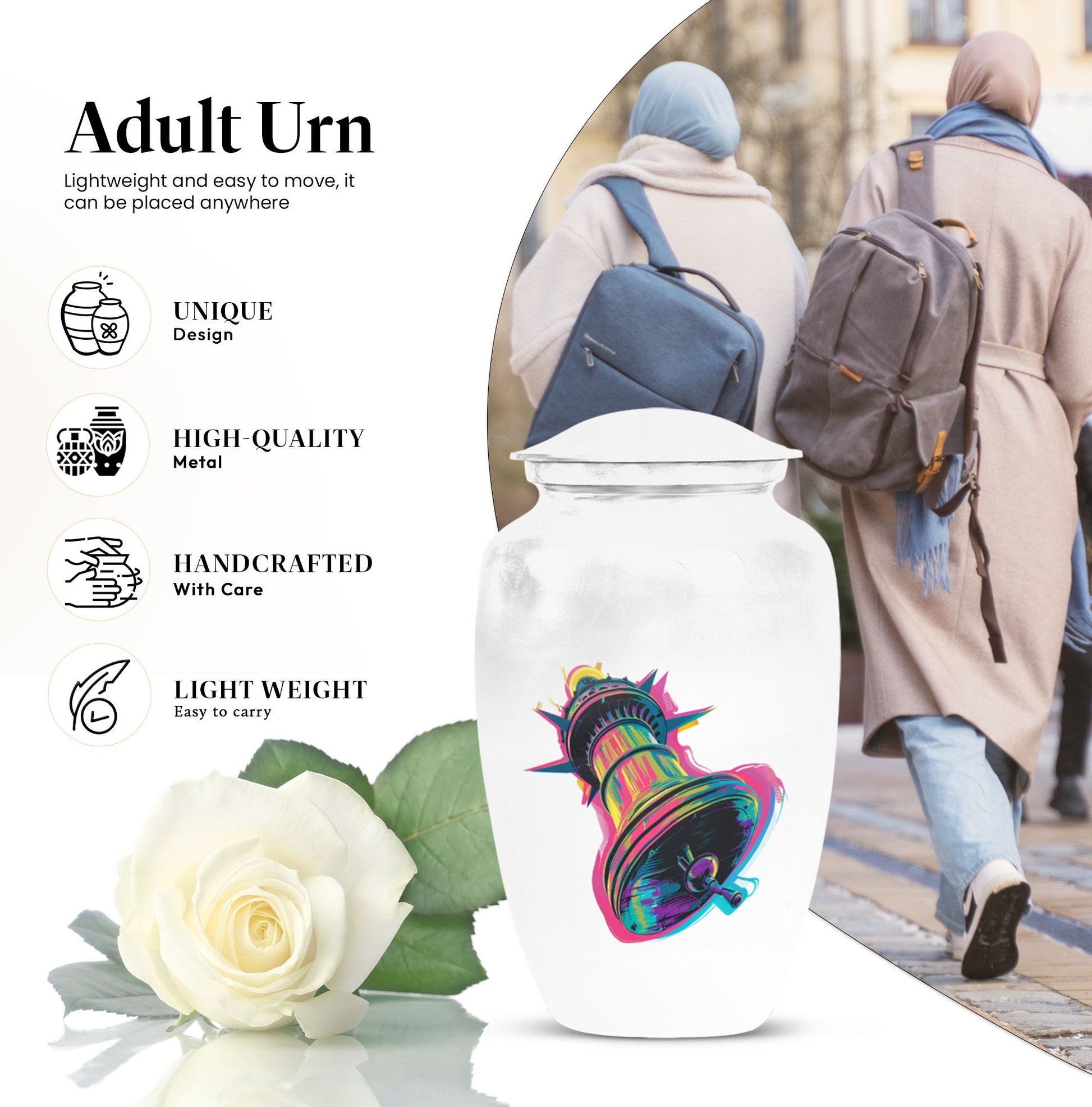 10-inch classic bell urn, memorial human urn for ashes