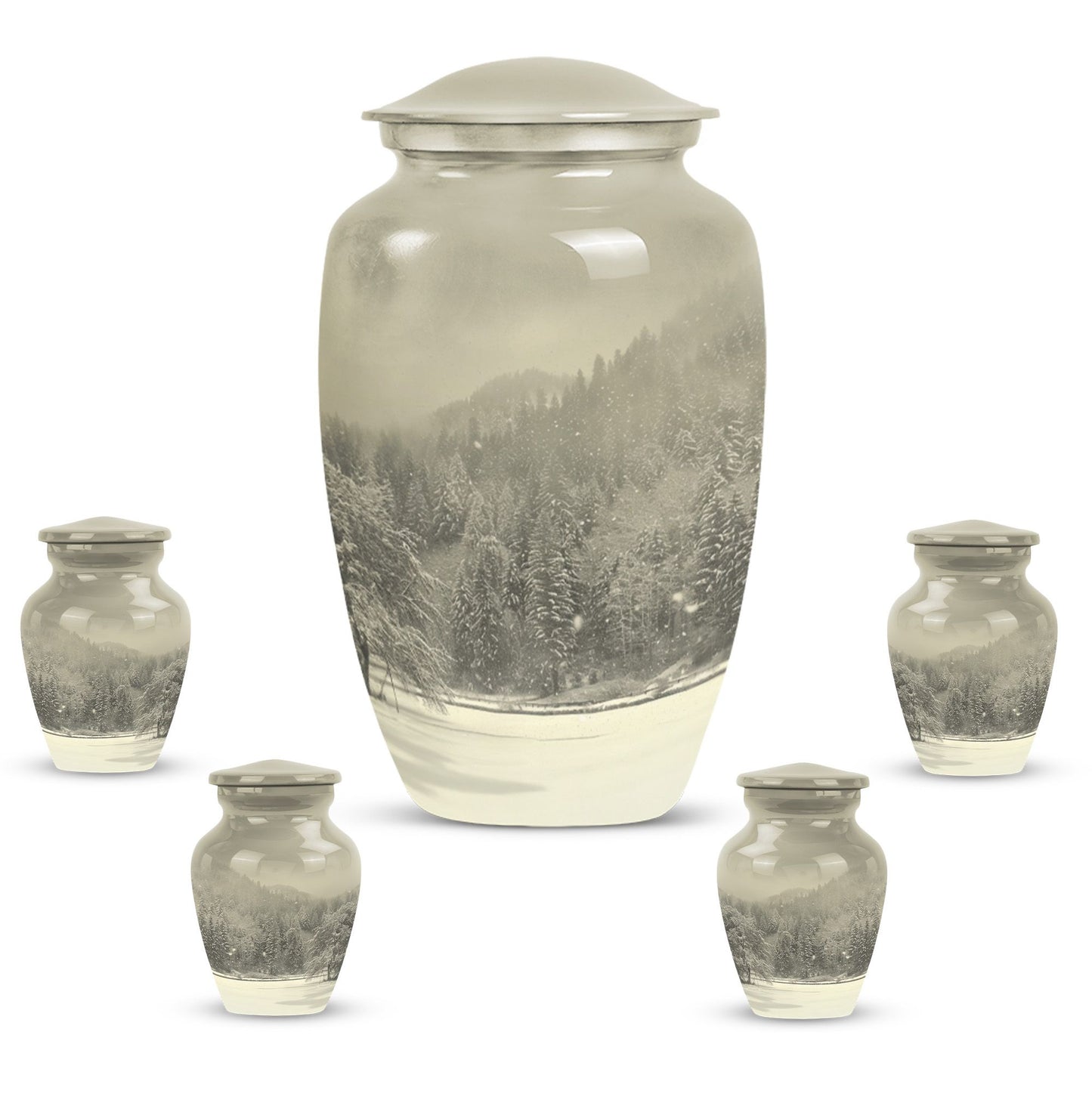 mountain winter urn
