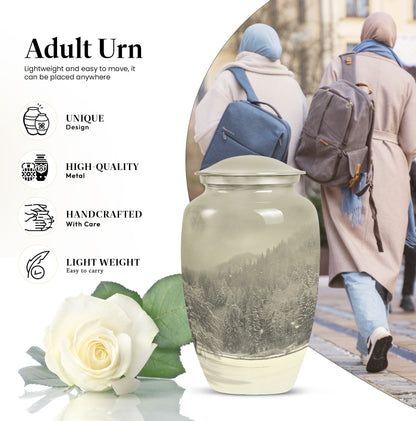 mountain winter urn