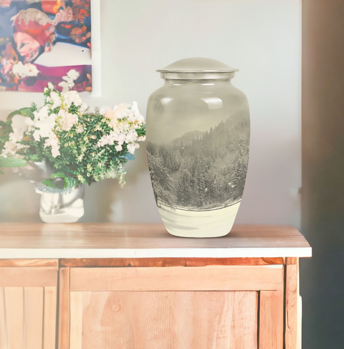 mountain winter urn
