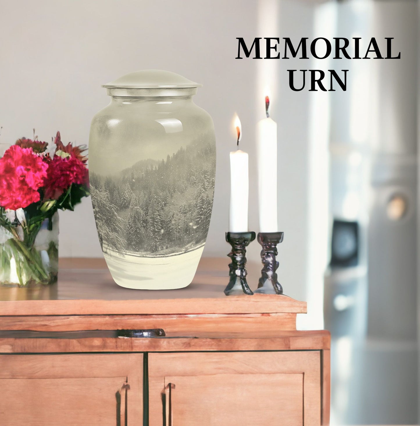 mountain winter urn