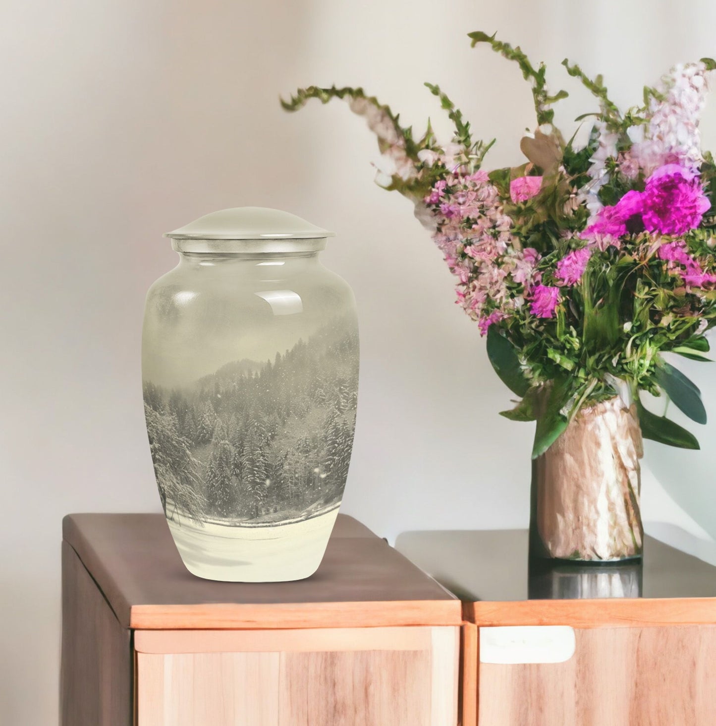 mountain winter urn