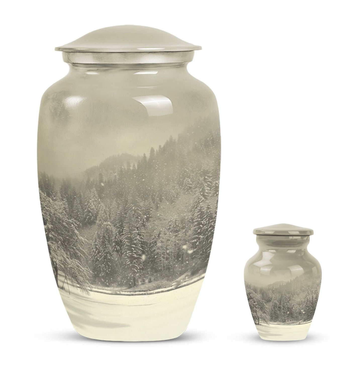 mountain winter urn