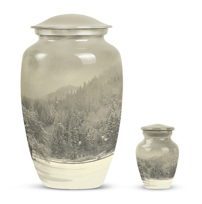 mountain winter urn