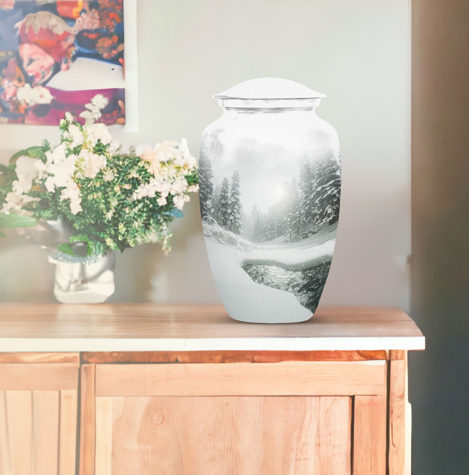 mountain winter urn for human ashes