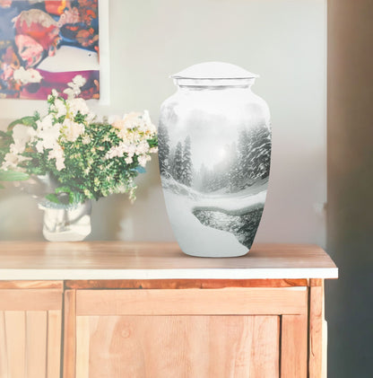 mountain winter urn for human ashes
