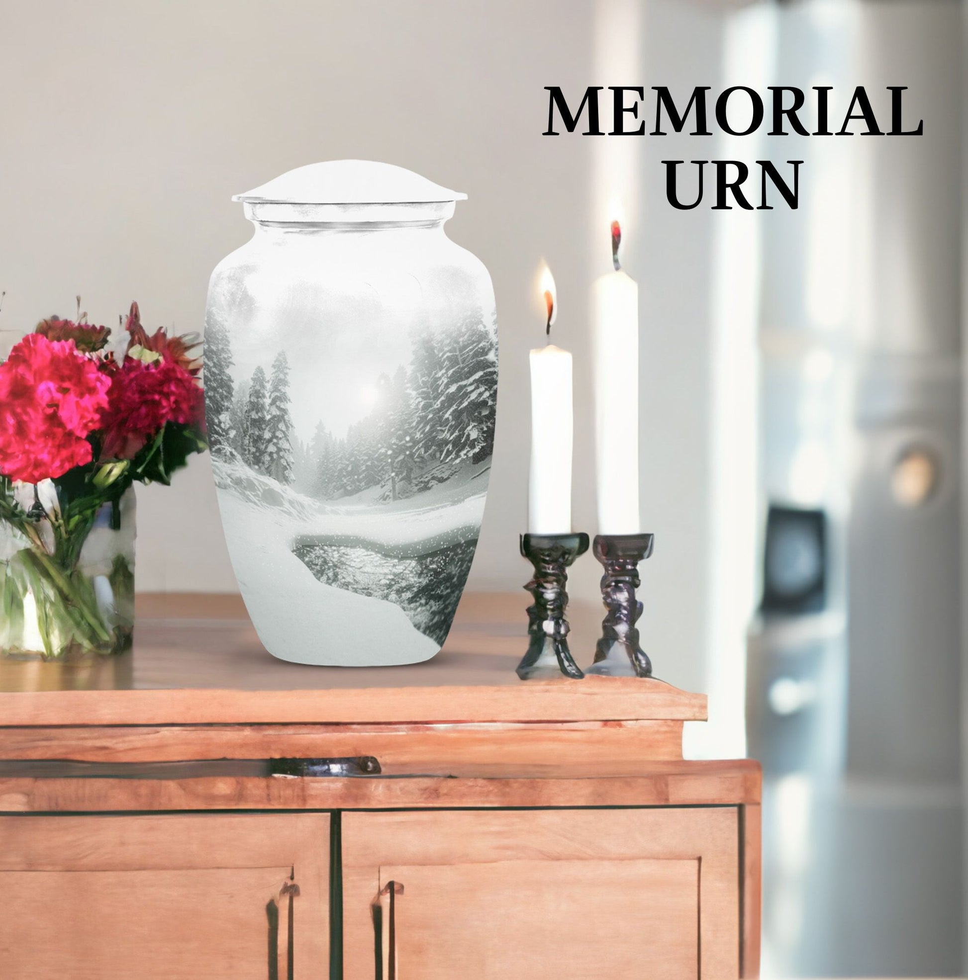 mountain winter urn for human ashes