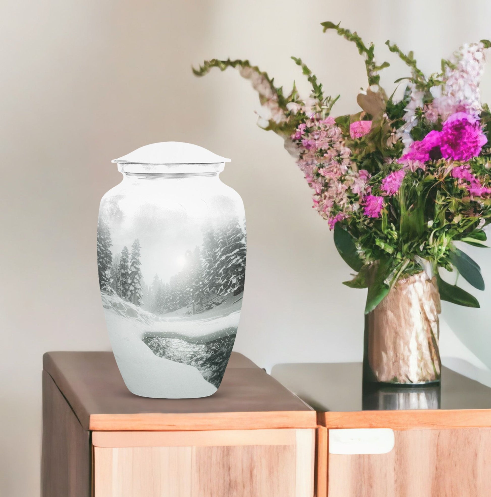 mountain winter urn for human ashes