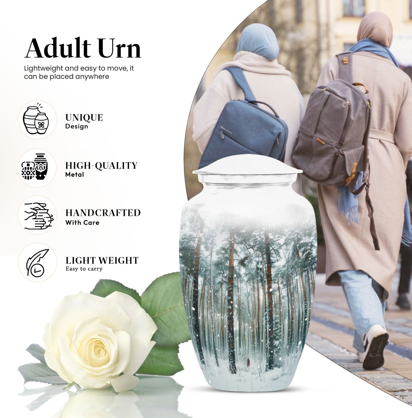 mountain winter urn for adult ashes.