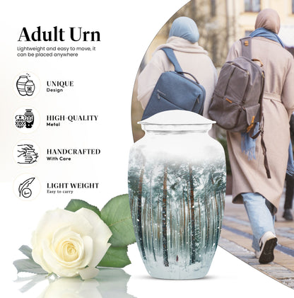 mountain winter urn for adult ashes.