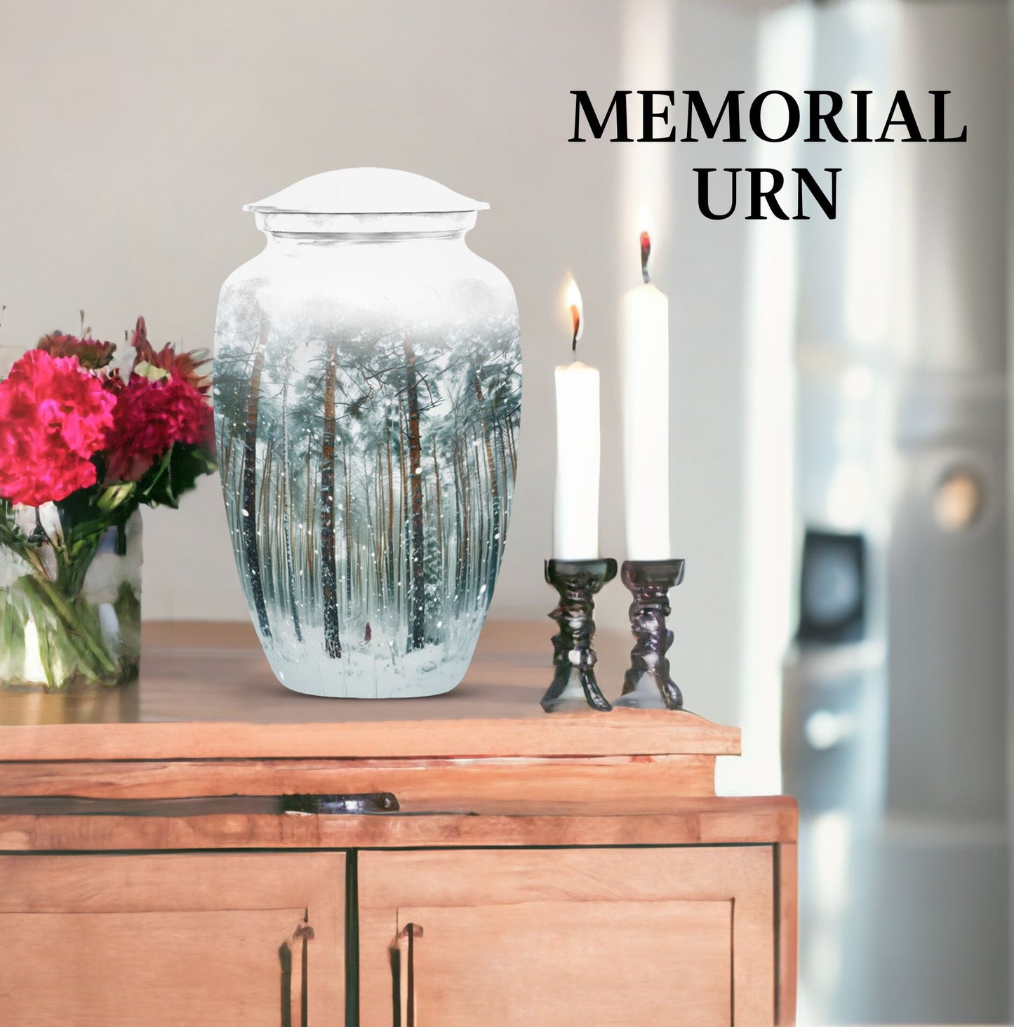 mountain winter urn for adult ashes.