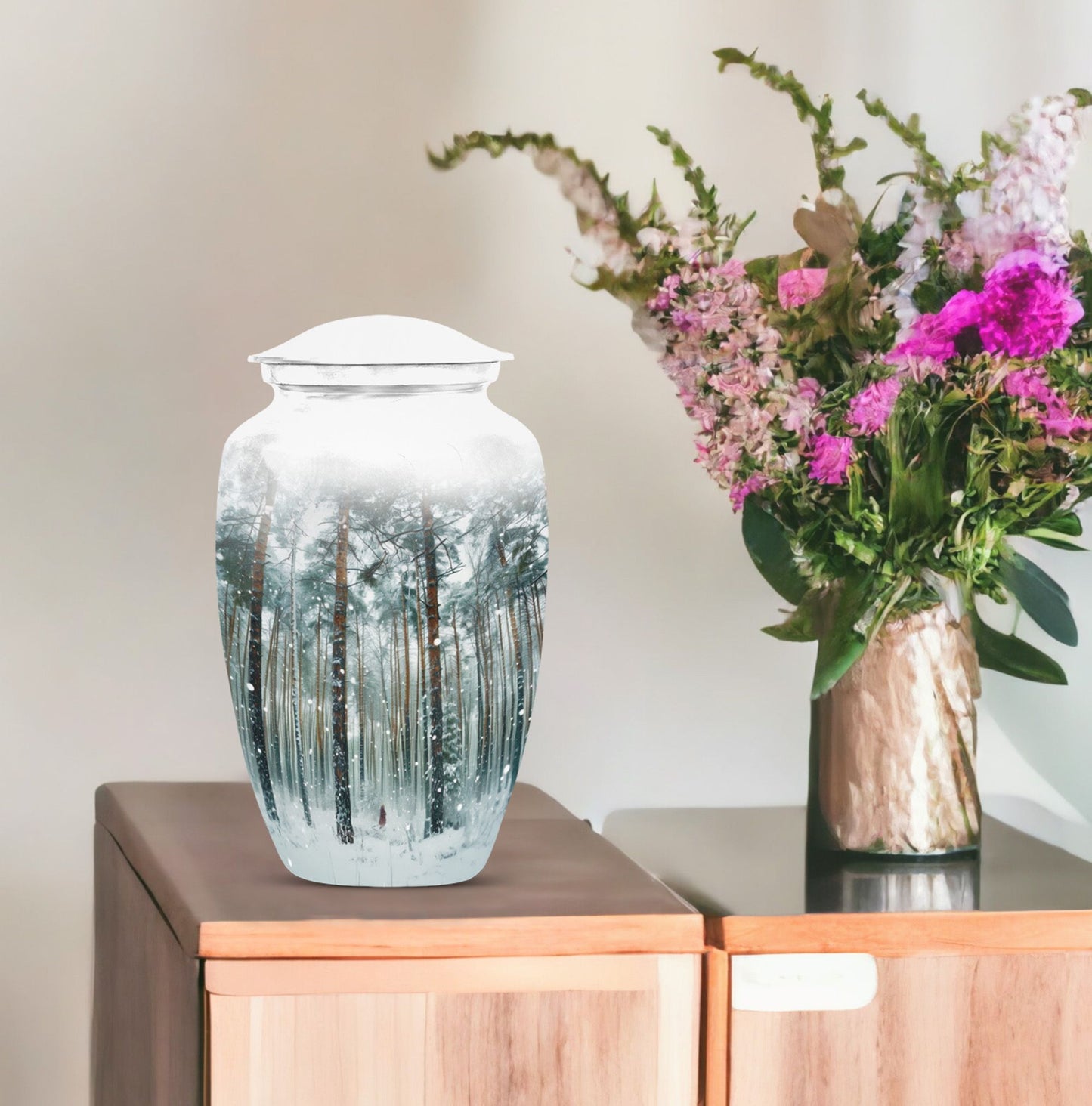 mountain winter urn for adult ashes.