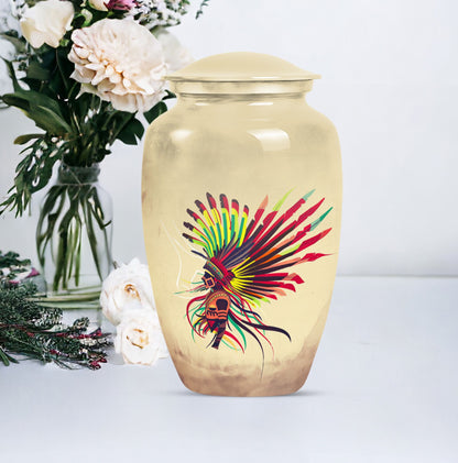 classic native American urn large metal funeral memorial urn