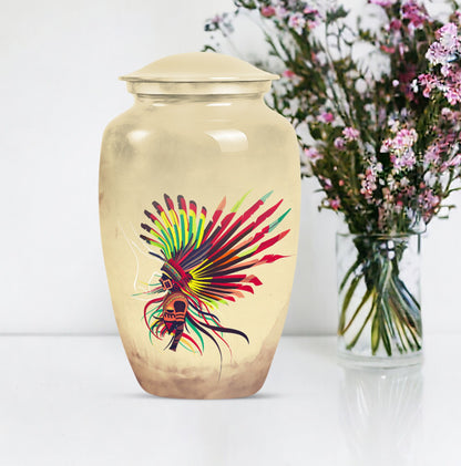 classic native American urn large metal funeral memorial urn