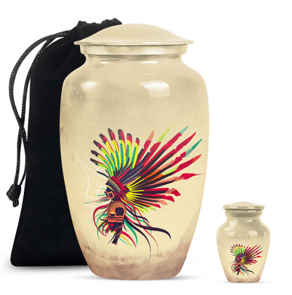 classic native American urn large metal funeral memorial urn