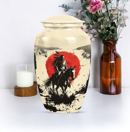 Native American aluminium urn