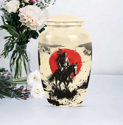 Native American aluminium urn