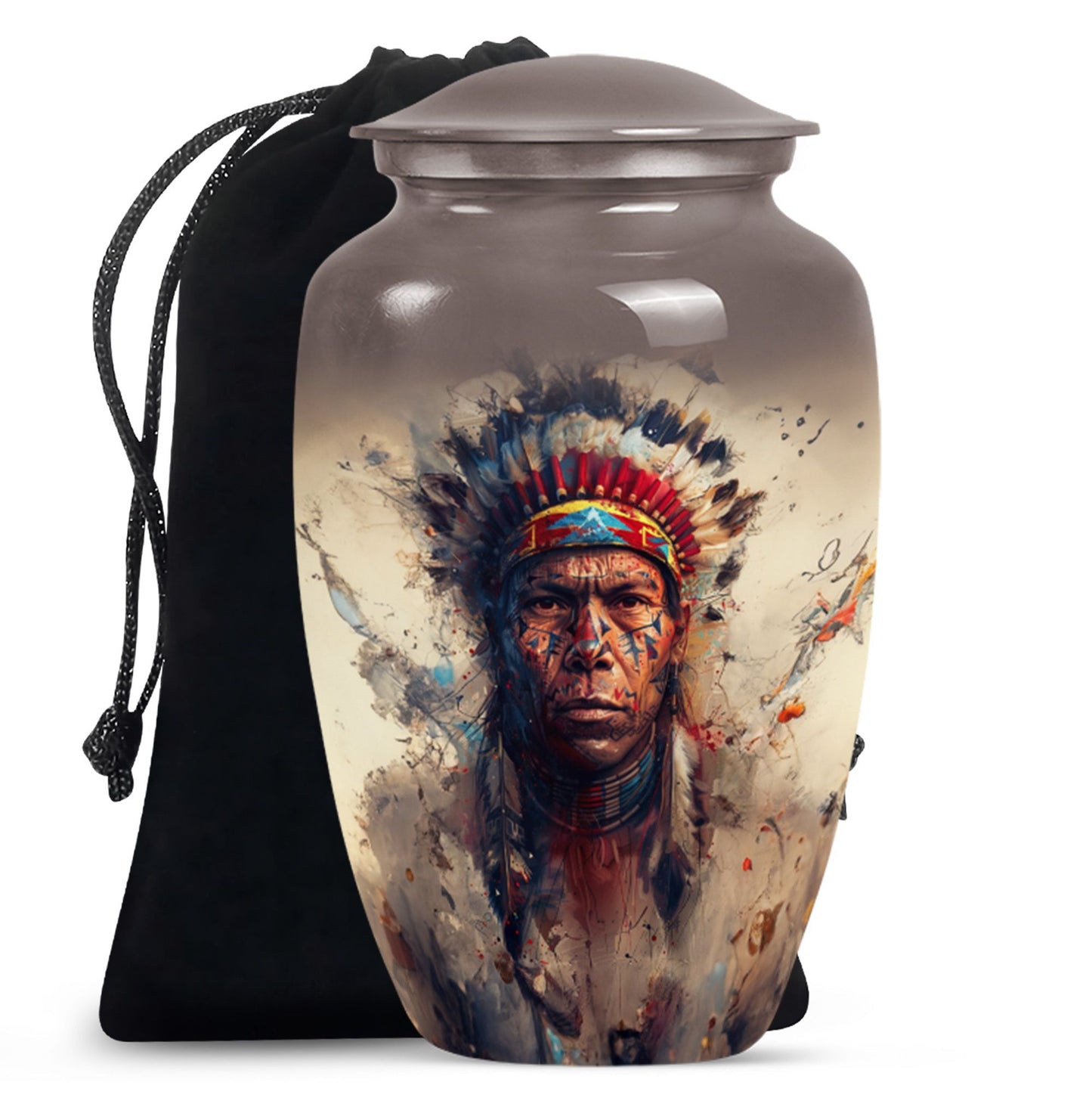 Classic Native American Aluminium Urn for burial customs.