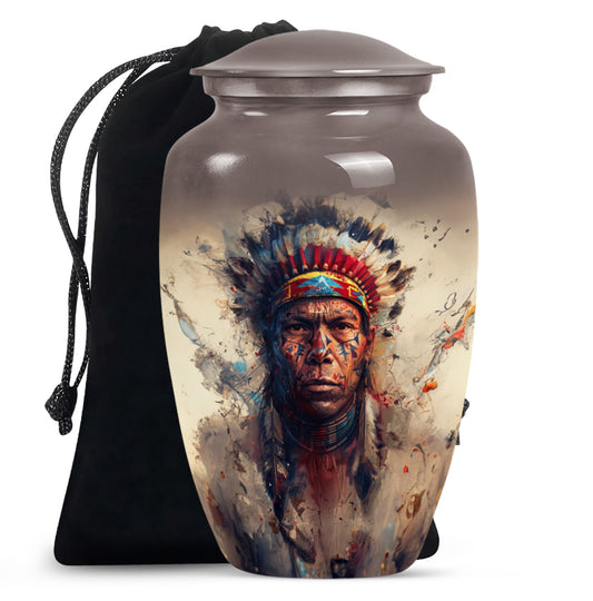 Classic Native American Aluminium Urn for burial customs.