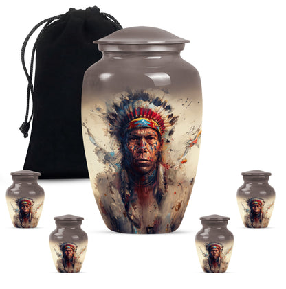 Classic Native American Aluminium Urn for burial customs.