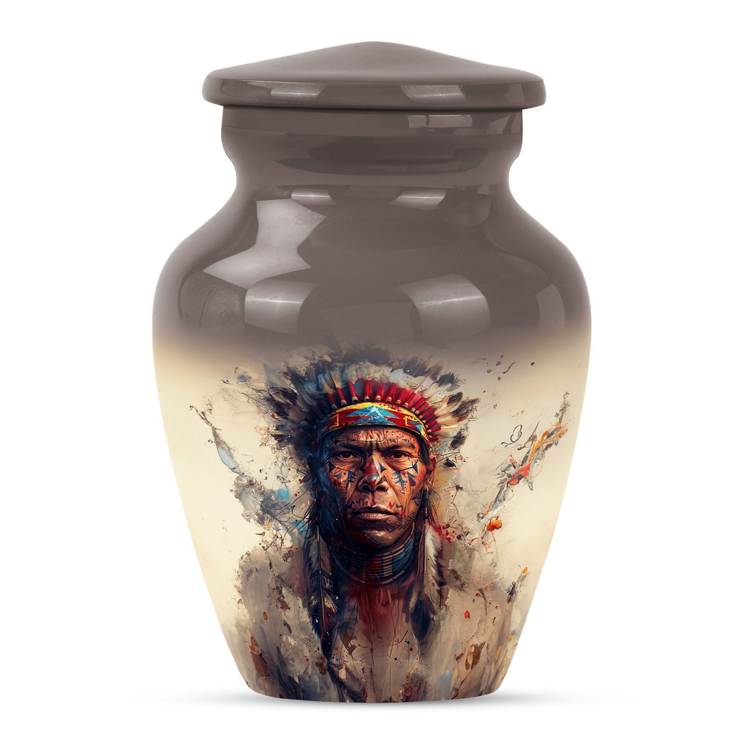 Classic Native American Aluminium Urn for burial customs.