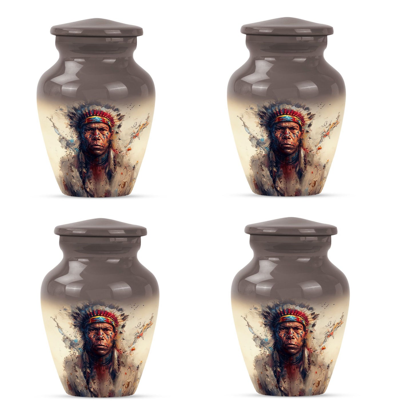 Classic Native American Aluminium Urn for burial customs.