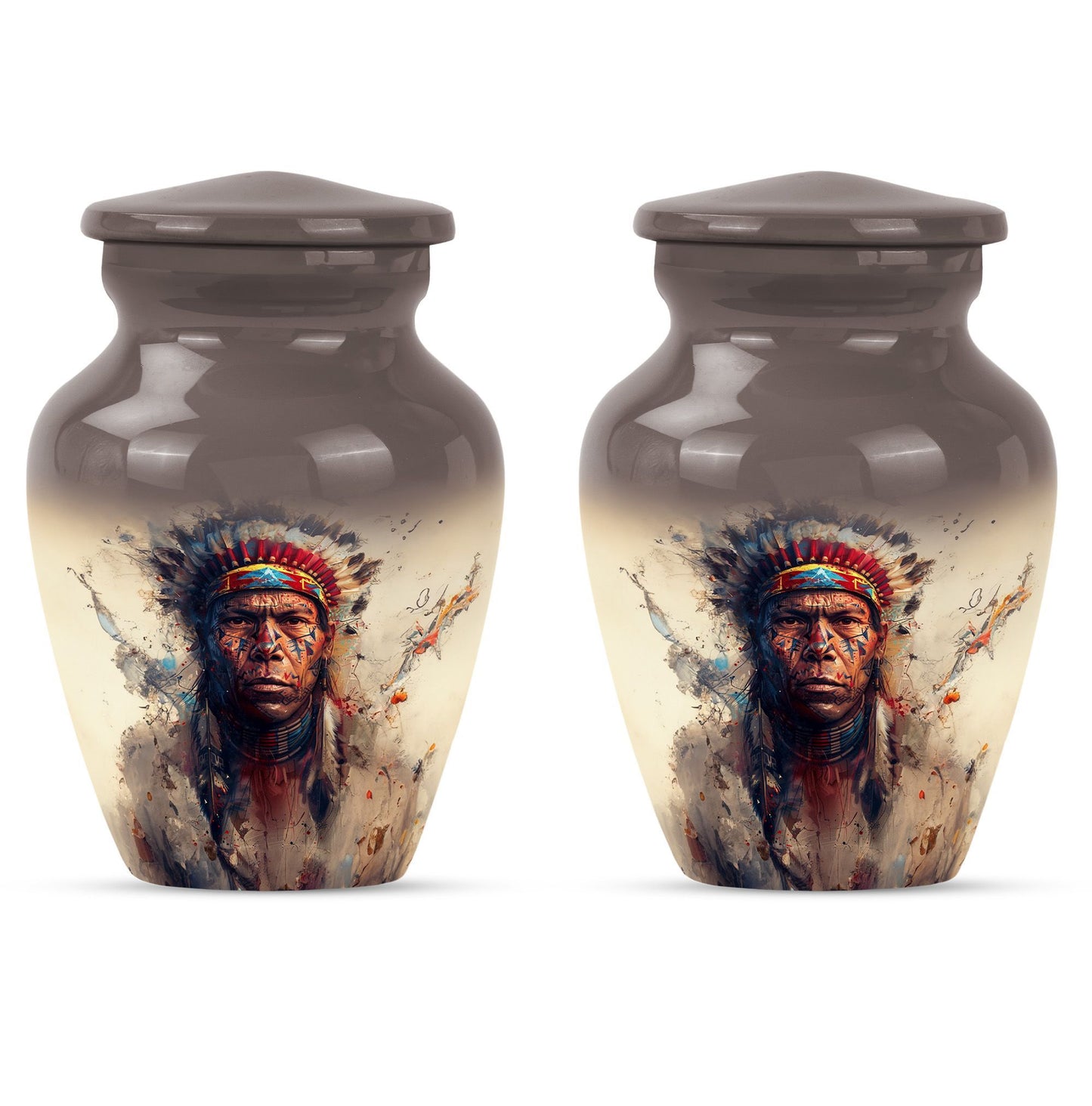 Classic Native American Aluminium Urn for burial customs.
