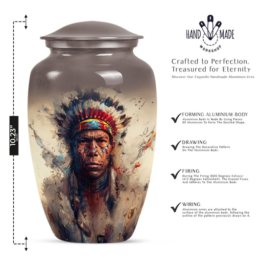 Classic Native American Aluminium Urn for burial customs.