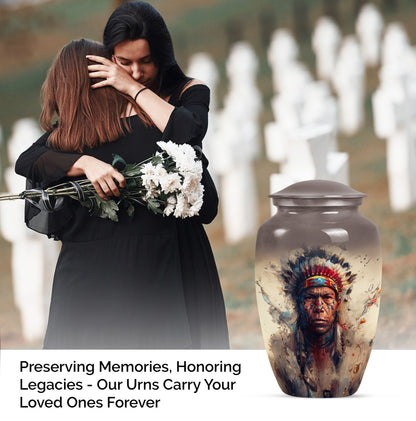 Classic Native American Aluminium Urn for burial customs.