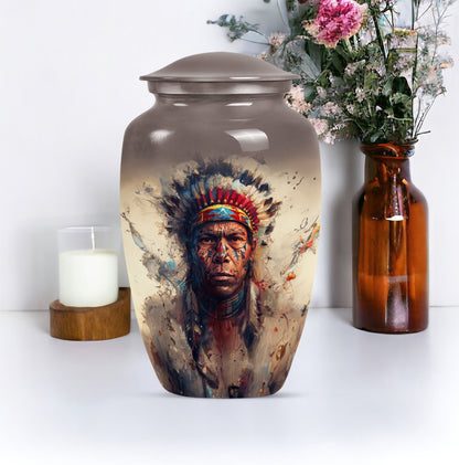 Classic Native American Aluminium Urn for burial customs.