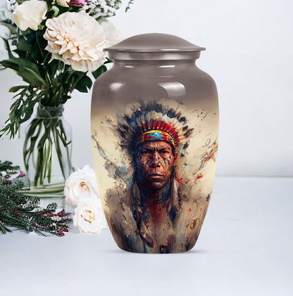 Classic Native American Aluminium Urn for burial customs.