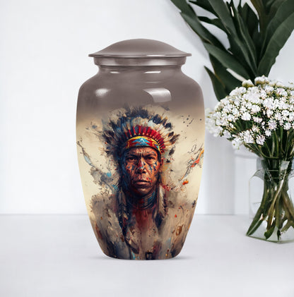 Classic Native American Aluminium Urn for burial customs.