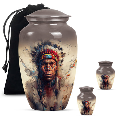 Classic Native American Aluminium Urn for burial customs.