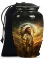 Classic 10 inch Native American urn for adult male cremation