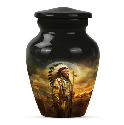 Classic 10 inch Native American urn for adult male cremation