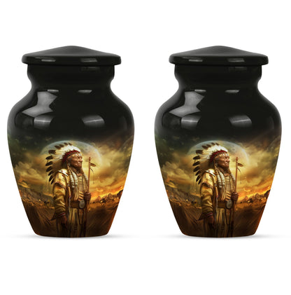 Classic 10 inch Native American urn for adult male cremation
