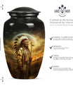 Classic 10 inch Native American urn for adult male cremation