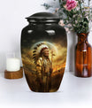 Classic 10 inch Native American urn for adult male cremation