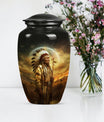 Classic 10 inch Native American urn for adult male cremation