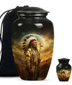 Classic 10 inch Native American urn for adult male cremation