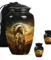 Classic 10 inch Native American urn for adult male cremation