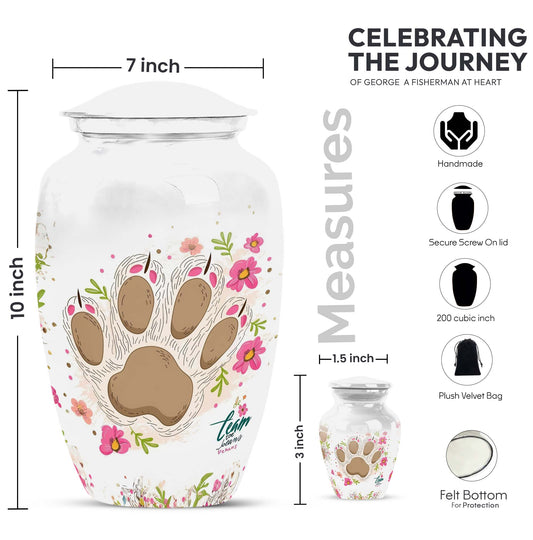 Classic 10-inch PAWS Urn, personalized cremation urn.