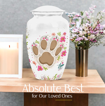 Classic 10-inch PAWS Urn, personalized cremation urn.