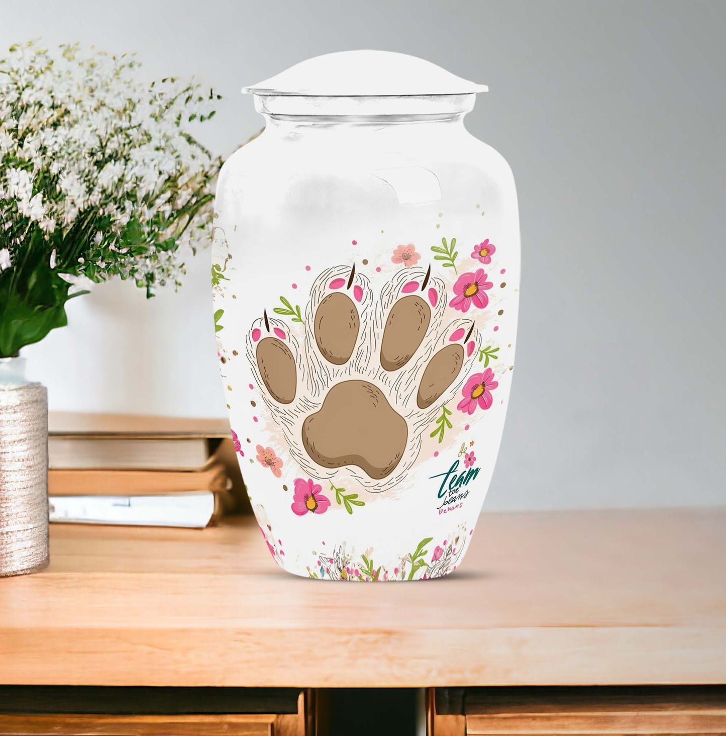 Classic 10-inch PAWS Urn, personalized cremation urn.