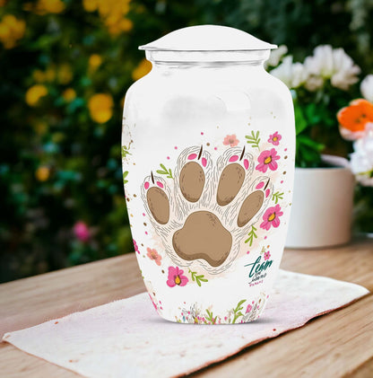 Classic 10-inch PAWS Urn, personalized cremation urn.