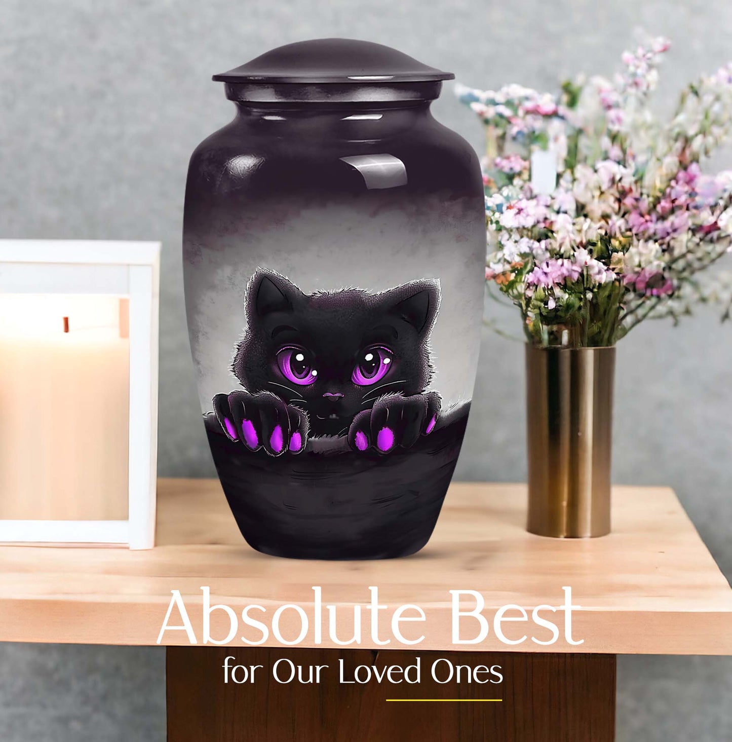 PAWS Urn, classic aluminum cremation urn for adult male ashes.