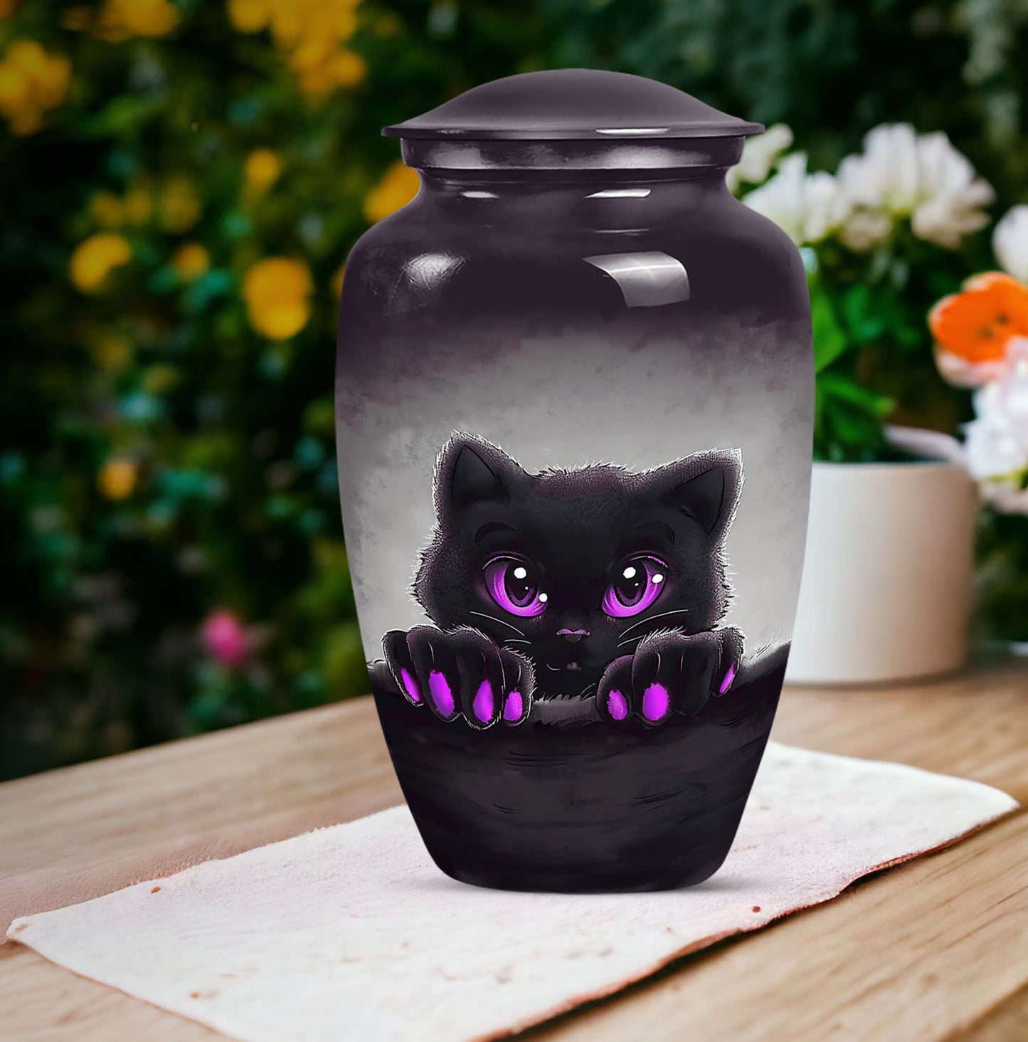 PAWS Urn, classic aluminum cremation urn for adult male ashes.