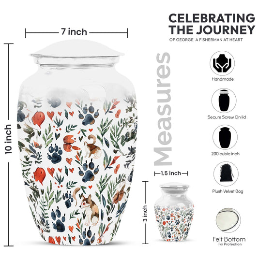 10-inch PAWS Urn, classic aluminium memorial urn 