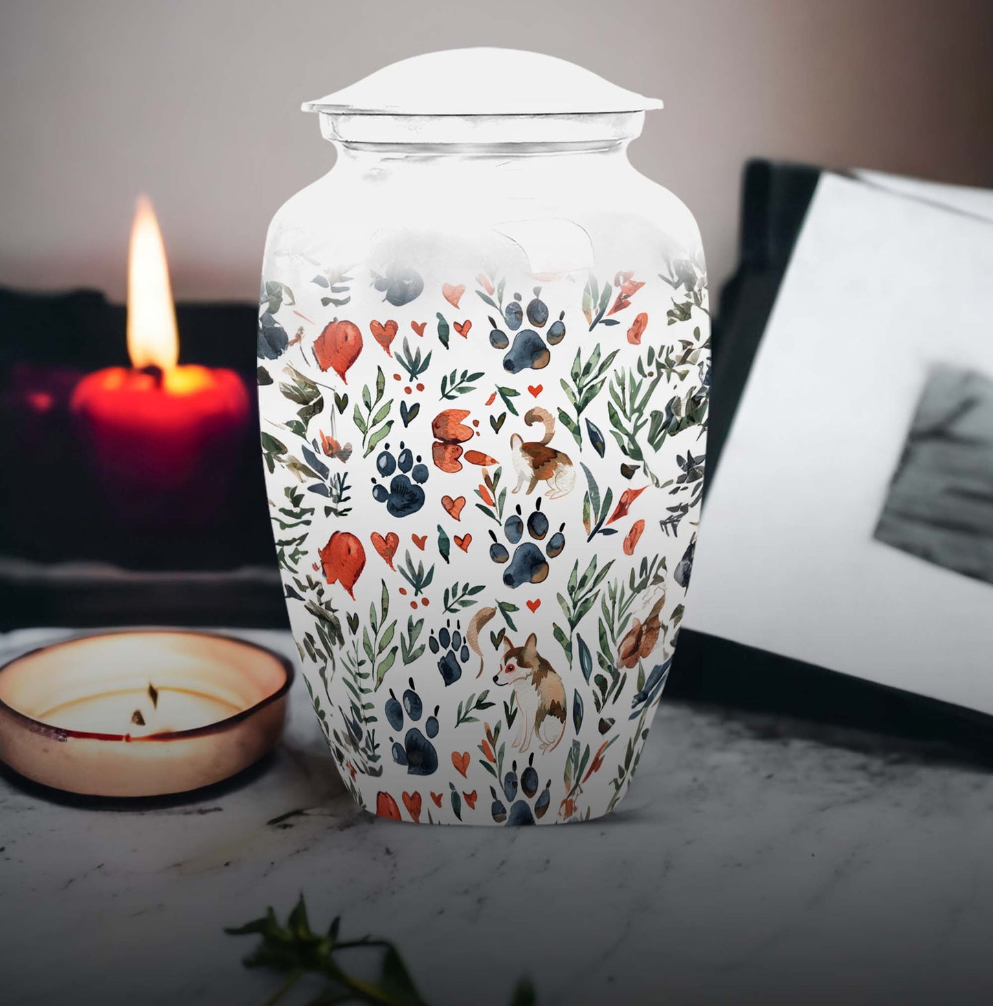 10-inch PAWS Urn, classic aluminium memorial urn 
