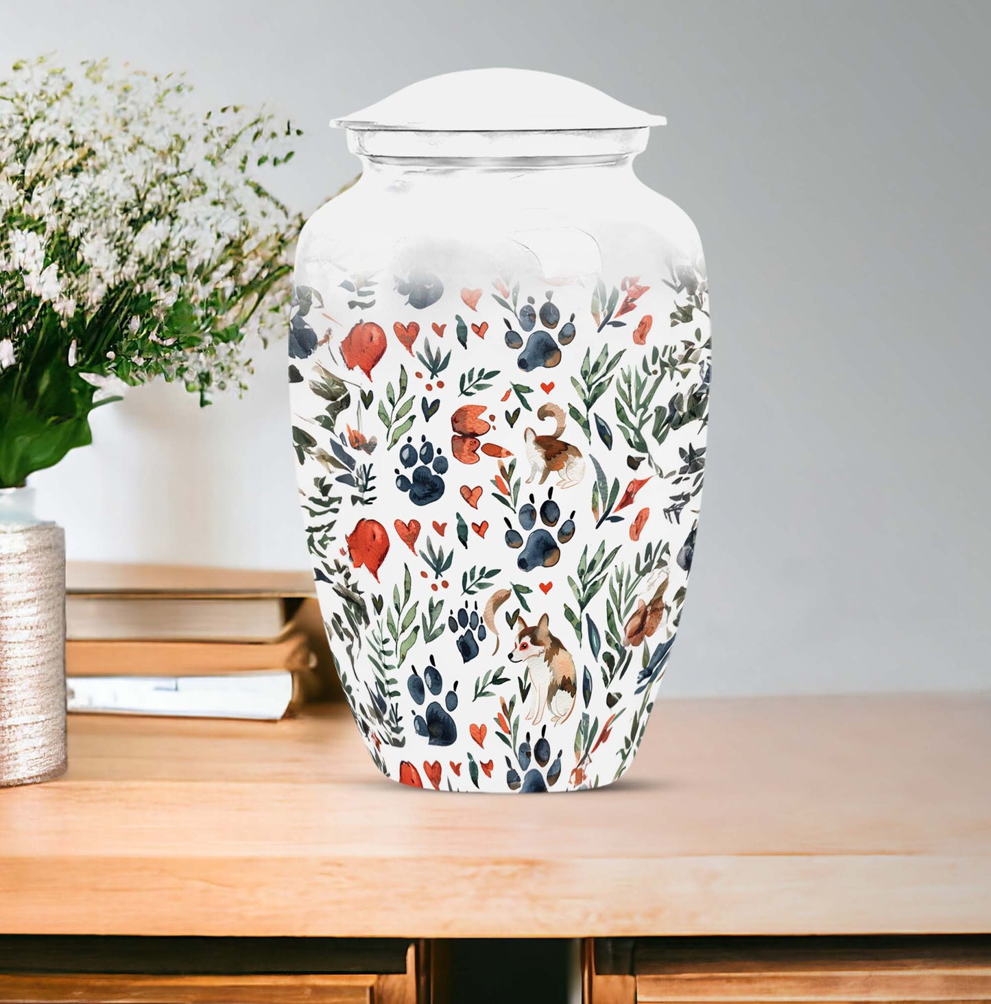 10-inch PAWS Urn, classic aluminium memorial urn 